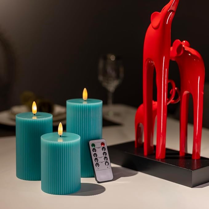 Teal Flameless Candles with Remote - Image 5