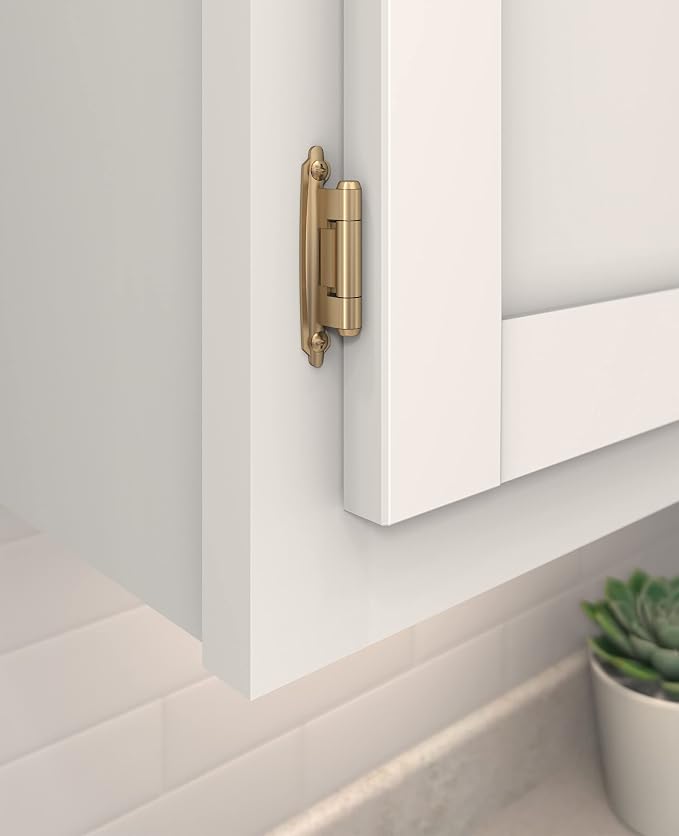 Amerock 1 Pair Variable Overlay Champagne Bronze Face Mount Cabinet Hinge | - Image 2