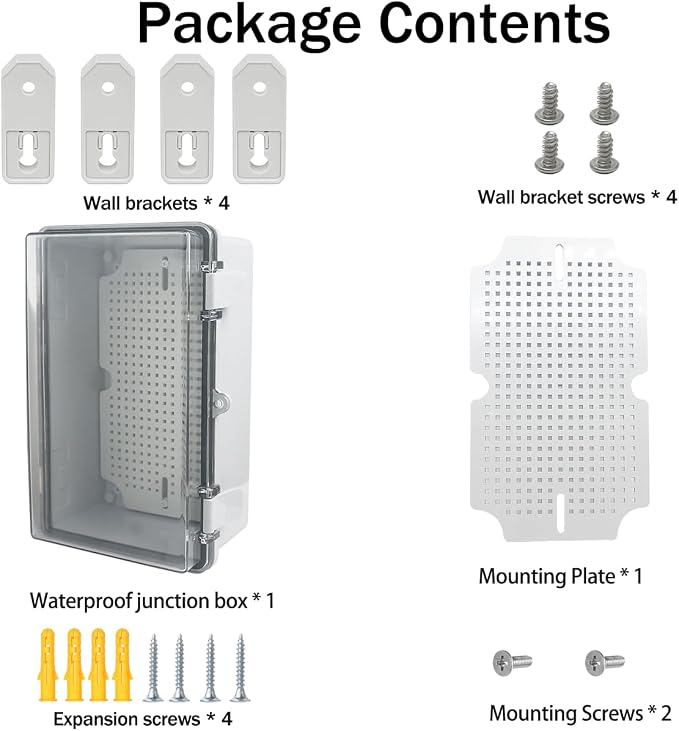 Junction Box, Hinged Grey Clear Cover IP67 Waterproof ABS Project Box - Image 6
