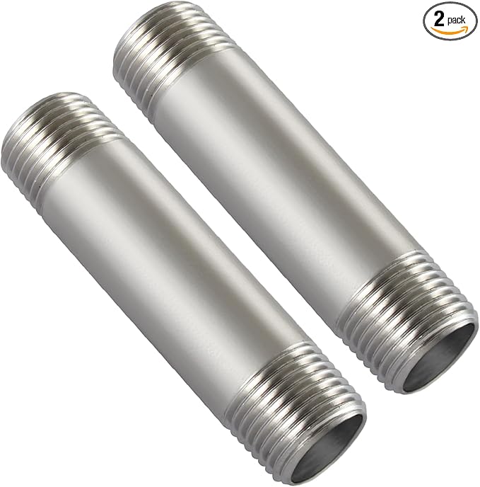 Beduan Stainless 1/4 NPT Male Threaded 6" Length Nipple Pipe Fitting 2 PCS | by Beduan