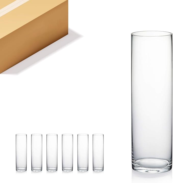 WGVI Quality Thick Weighted Clear Cylinder Glass Vases, Flower Bud Vase Skinny by WGVInternational-OpusGlassware