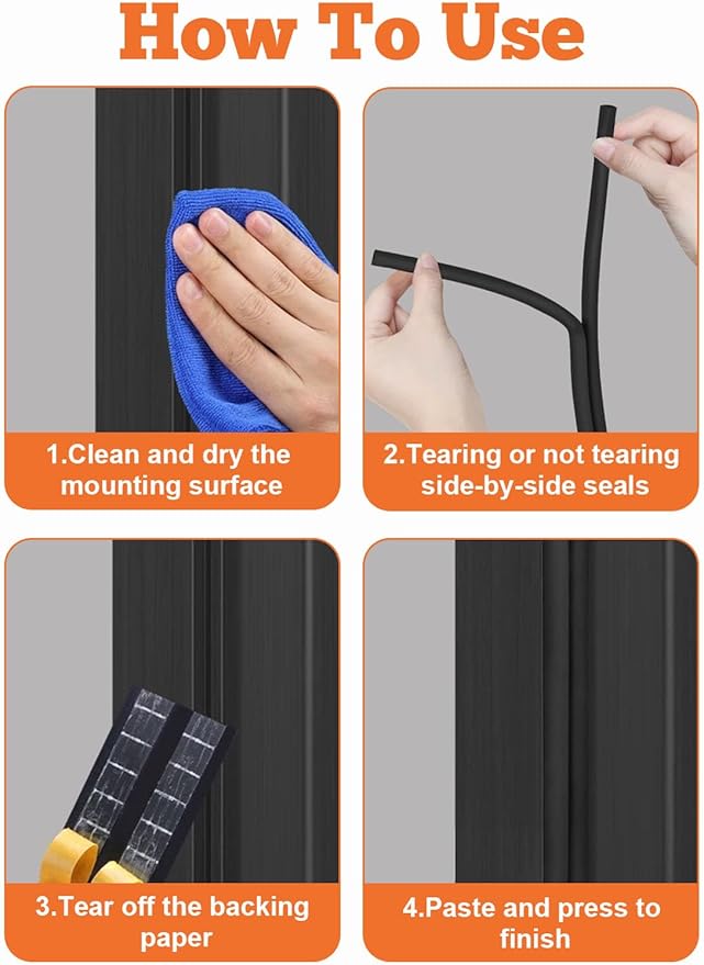 32.8 Ft Weather Stripping Door Seal Strip, Self Adhesive Door Soundproofing D - Image 7