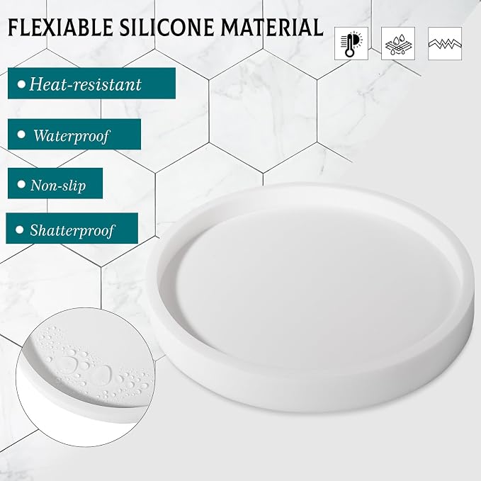 Silicone Bathroom Tray Coffee Table Decor Perfume Organizer, Waterproof - Image 4