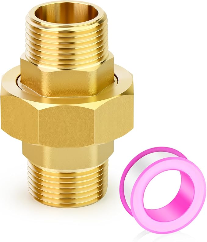 1PCS Brass Union，3/4" NPT Male x 3/4" NPT Male Brass Pipe Fitting by TAISHER