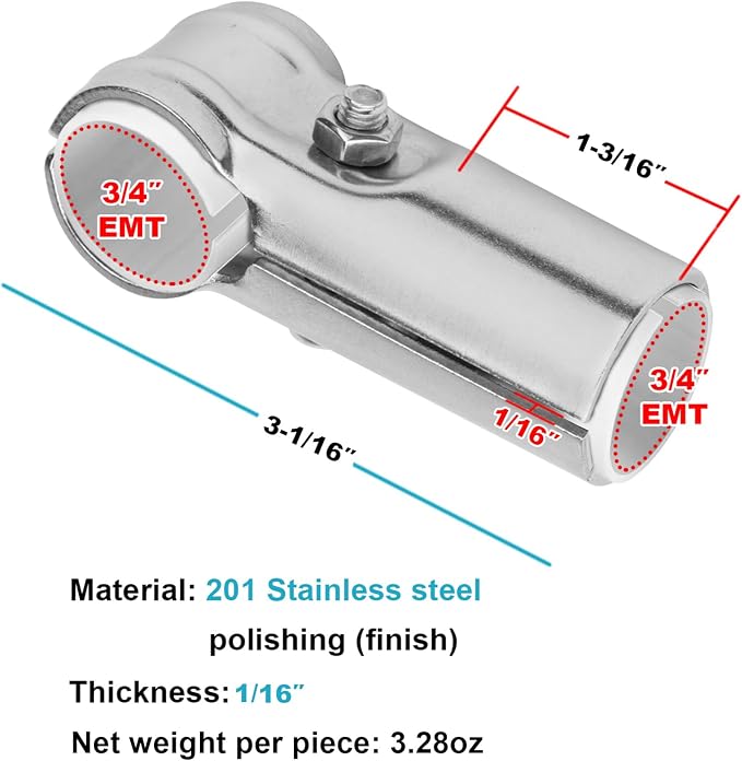 10 Sets T Pipe Connector, Fits 3/4" EMT Conduit - Image 3