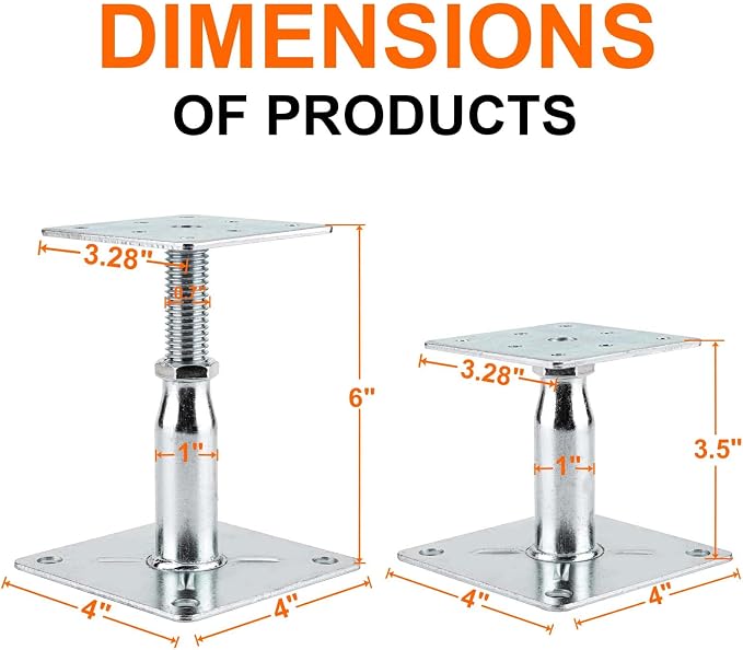 2 Pack Adjustable Support Jack for The Floor, Deck Foundation, Post Floor Joist - Image 2