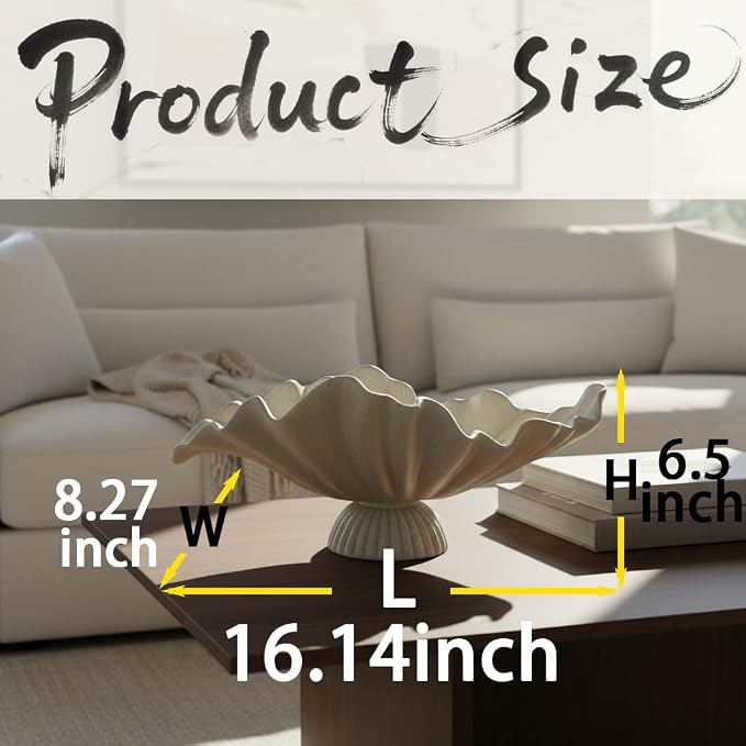 16" Large Decorative Bowl decor, Modern Home Decoration Scallop Bowl, Fashion - Image 3