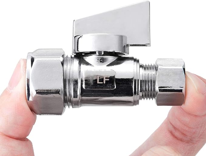 2 Pack Chrome Brass 5/8" OD Comp x 3/8 Inch OD Compression Quarter Turn Water - Image 2