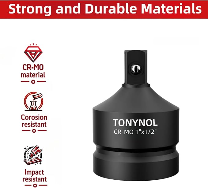 TONYNOL Impact Socket Adapter 1/2" F to 3/4" M, Cr-Mo Steel, Enhances Impact - Image 4