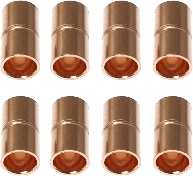 RLECS 8pcs Straight Copper Coupling Rolled Tube Stop Pipe Fitting 1/4 Inch ID by Unknown