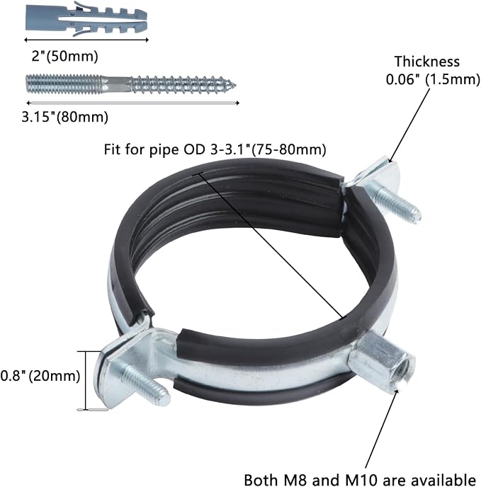 4 PCS Split Ring Pipe Hanger, Heavy Duty Adjustable Pipe Bracket Clamp - Image 2