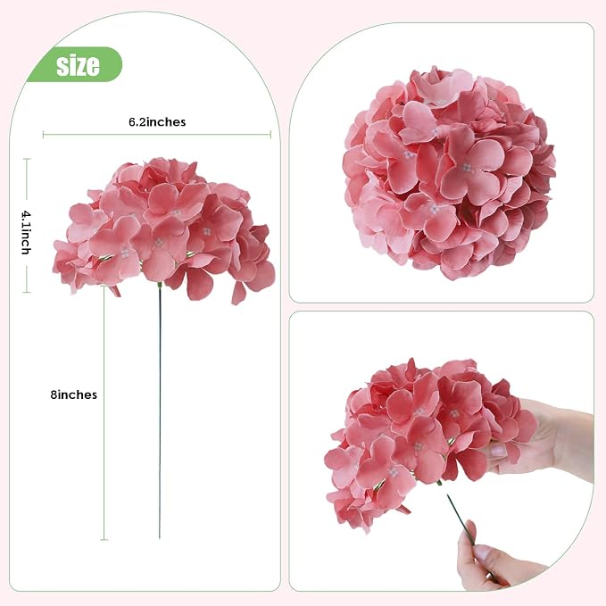 AVIVIHO 65pcs Fake Flowers Dusty Rose Hydrangea Artificial Flowers Bulk Silk - Image 4