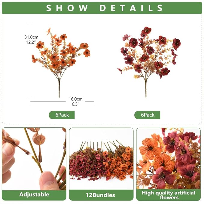 INQCMY Artificial Fake Fall Plants Flowers - Image 2