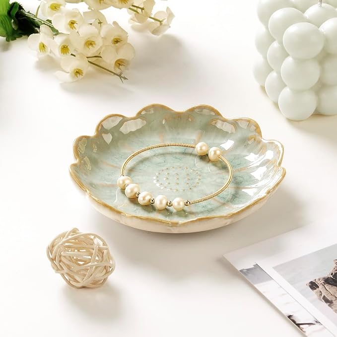 Lotus Ring Holder Dish Small Indoor Ash Tray, Ceramic Dessert Plate Trinket - Image 5
