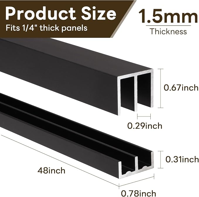 2Sets Aluminum Sliding Door Track Set - Image 2