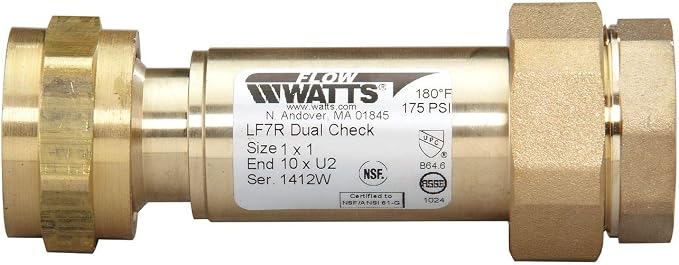 Watts LF7R Lead-Free Brass Dual Check Valve Backflow Preventer 1" x 3/4" - Image 4