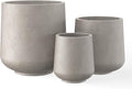 Kante Set of 3 Weathered Concrete Curved Planters 16.5" 13" 9.4" Dia | Drainage by Unknown