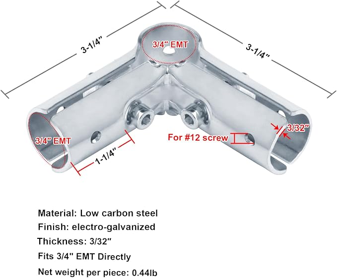 10 Sets 90 Degree Pipe Clamp Connectors, Fits 3/4" EMT Directly | Adapter Shims - Image 3