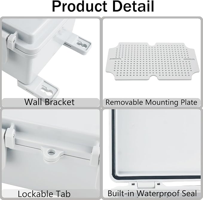 Junction Box, Hinged Grey Clear Cover IP67 Waterproof ABS Project Box - Image 4