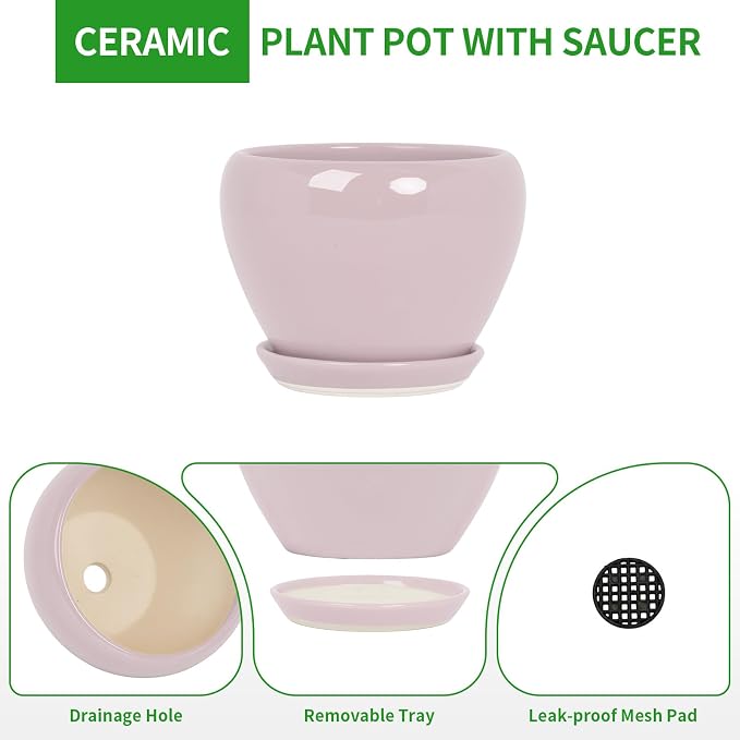Deep Dream 10 Inch Plant Pot- Ceramic Planter Pot Round Plant Pots - Image 7