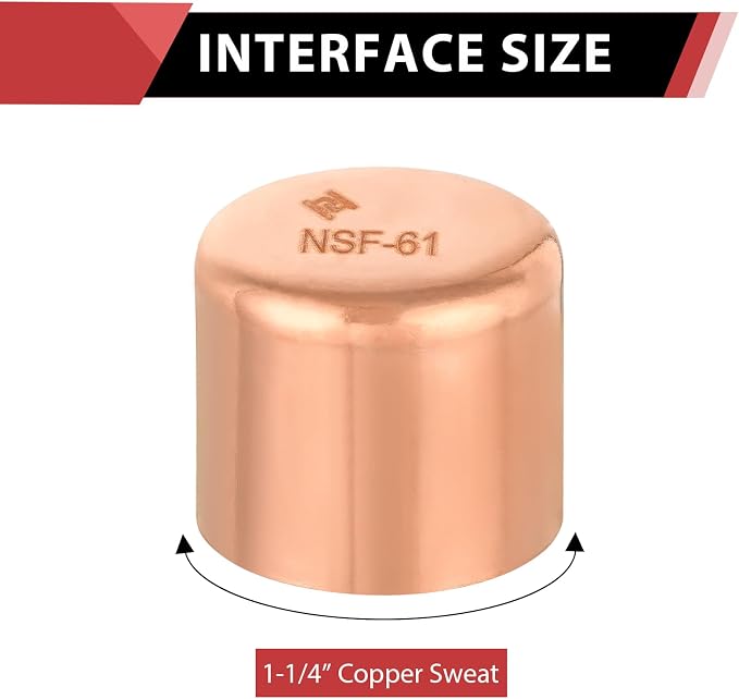 1 Piece EFIELD 1-1/4-inch Solder Copper Pipe End Cap | Copper Plumbing Fittings - Image 2