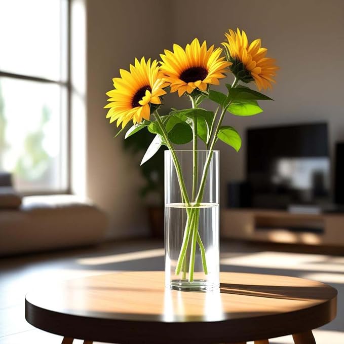 CYS EXCEL Cylinder Clear Glass Vase | Multiple Size Choices Glass Flower Vase - Image 6