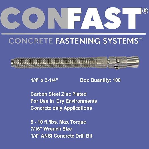 1/4" x 3-1/4" Wedge Anchor Zinc Plated - Image 3