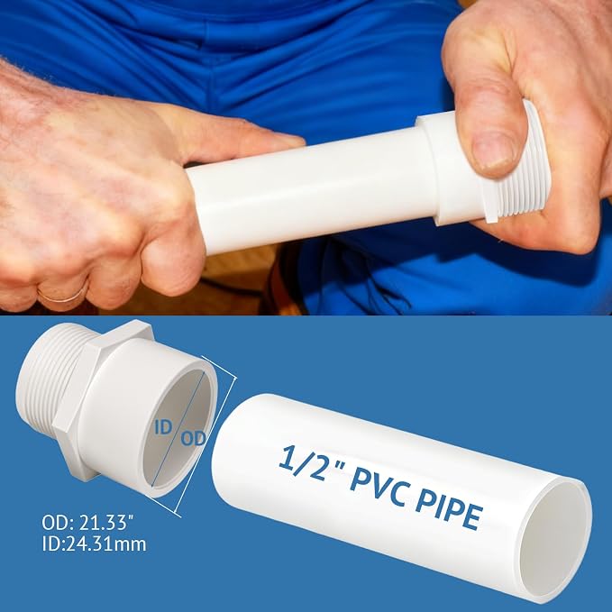 1/2 Inch Male Thread PVC Fittings White 2-Way PVC Pipe Coupling Adapter - Image 3