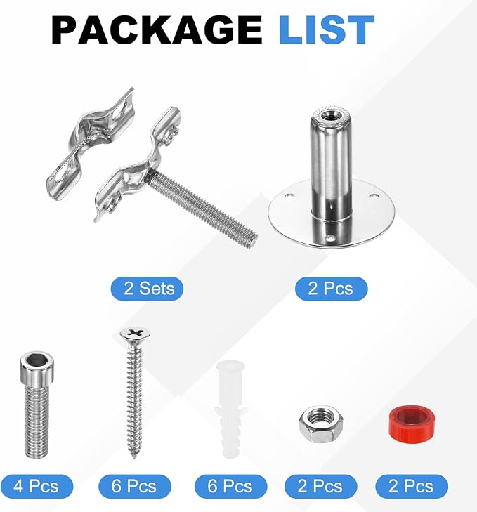 HARFINGTON 2 Set Wall Mount Ceiling Mount Pipe Supports 304 Stainless Steel - Image 3