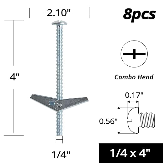 HASWARE Toggle Bolt Zinc Plated Steel and Wing Nut - Image 2
