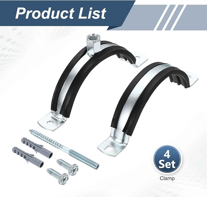HARFINGTON 4 Set Split Ring Pipe Hanger 3-9/16" Galvanized Steel Sheet Wall - Image 3