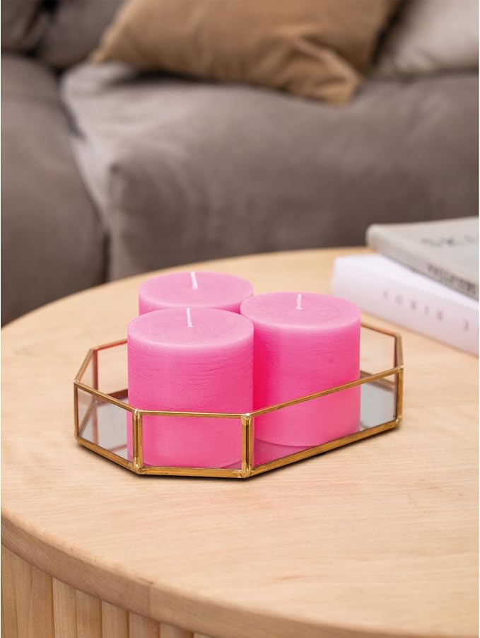3x3 Pink Pillar Candles Set of 3 - Image 5