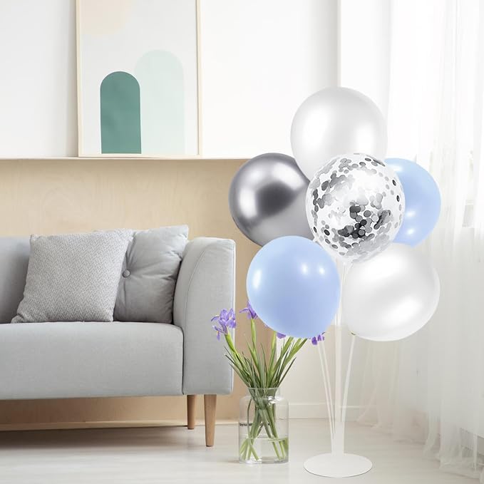 ZJDHPTY 4Set Light Blue Silver Balloon Stand Table Centerpieces Party Decor | - Image 8