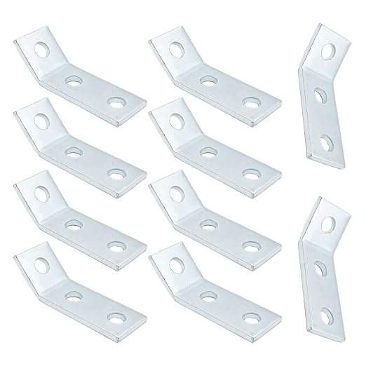 Anxingo 10 Pcs 3/16" Thickness Channel Angle Bracket, 1-5/8" 3-Hole Corner - Image 2