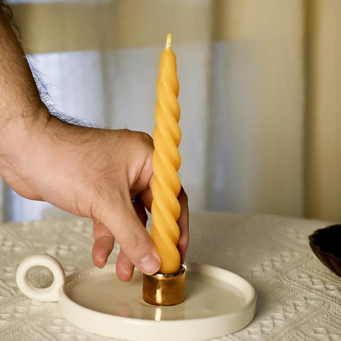 TELOSMA Spiral Beeswax Taper Candles, 7 Inch Tall - Image 4