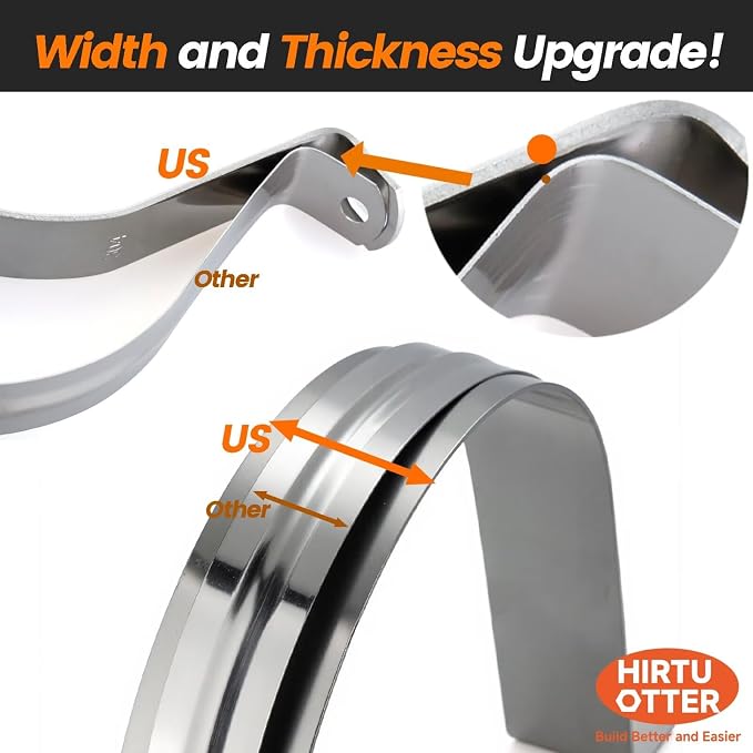 6 PCS 2-3/8 Inch, 304 Stainless Steel Thickened Pipe Clamps, Heavy-Duty Two - Image 6