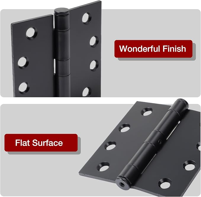 TDCHINGES Heavy Duty Matte Black Door Hinges 4.5Inch x 4 1/2" Square 1 Pack | - Image 4