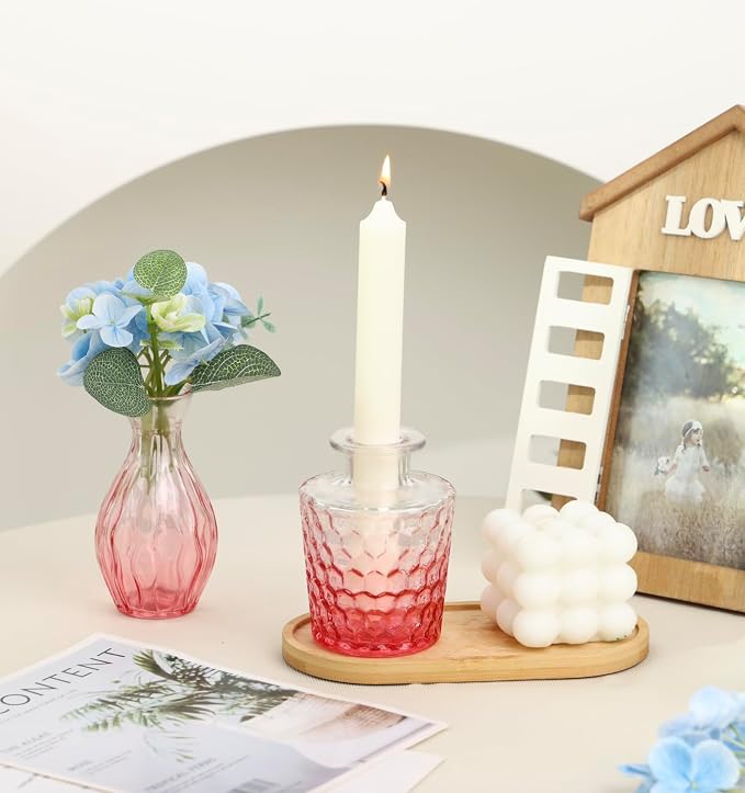 5pcs Pink Glass Bud Vase Set, Small Flower Vases - Image 6