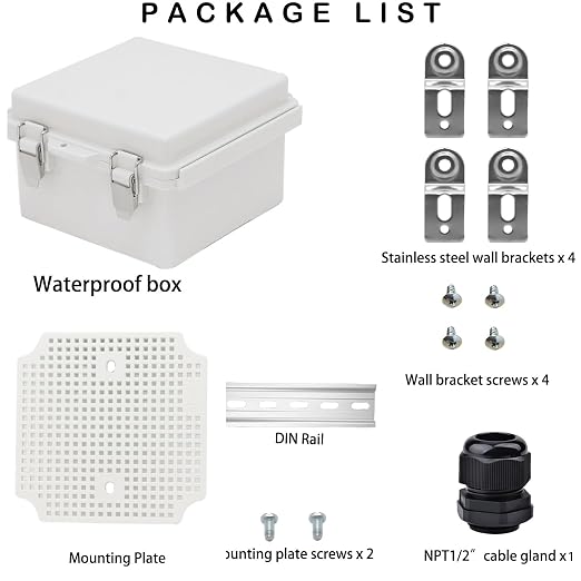 Waterproof Electrical Box, IP67 Junction Box Stainless Steel Latch Hinged Grey - Image 5