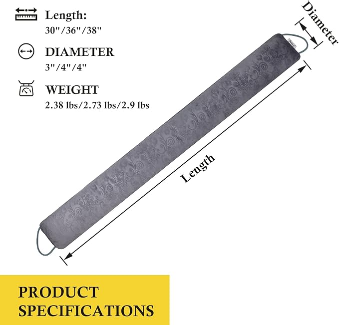 fowong Door Draft Stopper 38", Weighted Under Door Gap Filler, Light & Dust - Image 3