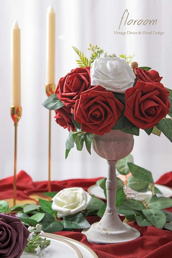 Artificial Flowers 25pcs Real Looking White Foam Fake Roses - Image 7