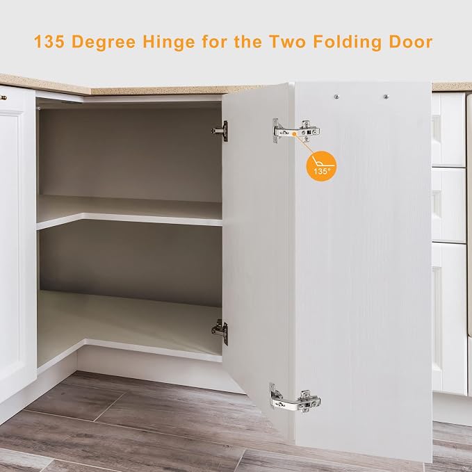 2 Pack 1 Pairs 135° Lazy Susan Hinge, Full Overlay Concealed - Image 2