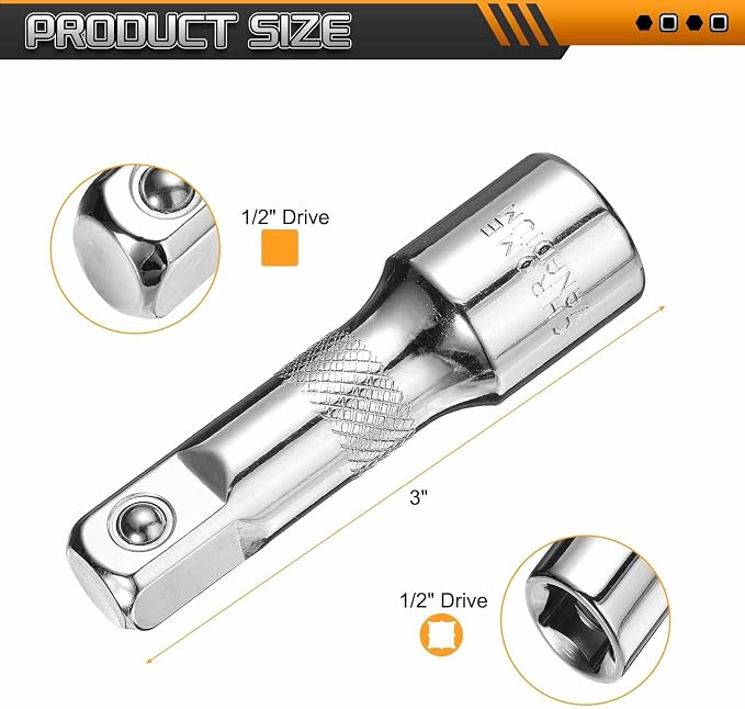 HARFINGTON 1pcs Socket Extension Bar 1/2" Drive 3" Long Extension Bars Impact - Image 2