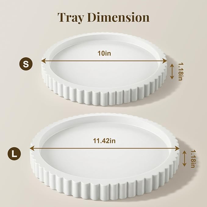 FGU 2 Pack Round Wood Decorative Trays - Image 2