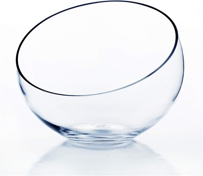 WGV Slant Cut Bowl Glass Vase, Width 11", Height 9.5", Candy Dish, Fruit Jar by WGVInternational-OpusGlassware