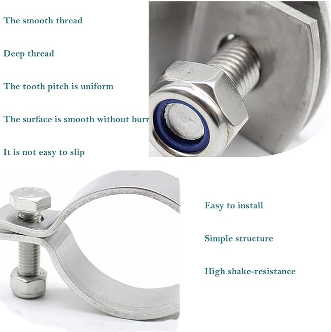 AKIHISA 2 Pack 1-57/64 Inch Heavy Duty Rigid Handleless Flat Pipe Bracket Clamp - Image 5