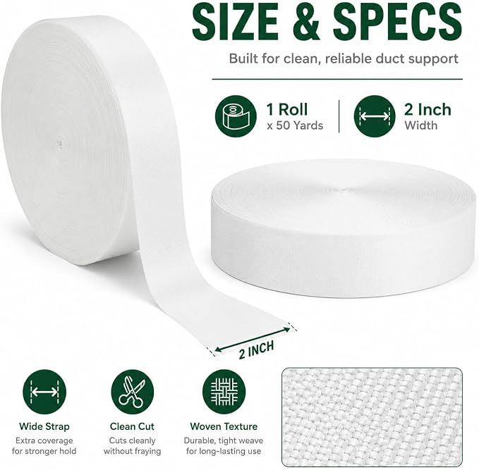 Heavy Duty Duct Strap, 1.95 in x 147 ft Nylon Webbing - Image 2