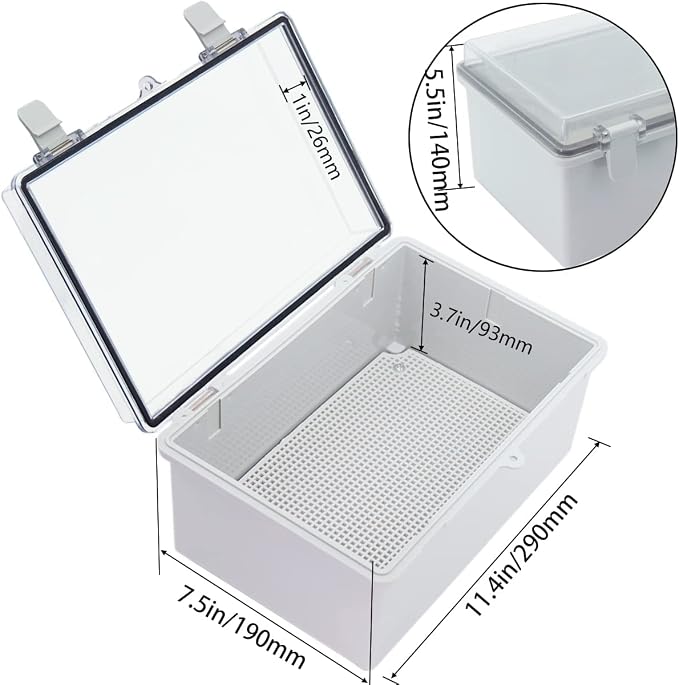 Junction Box, Hinged Clear Cover IP67 Waterproof ABS Project Box - Image 3