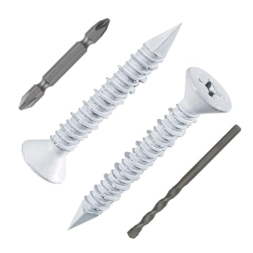 WenSilon 1/4" x1-1/4 White Concrete Screw Anchor White Flat Head by Wensilon