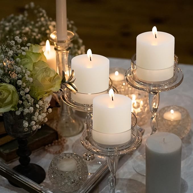 3×3 Ivory Pillar Candles Set of 3 Unscented Handpoured Weddings, Home Decoration - Image 2
